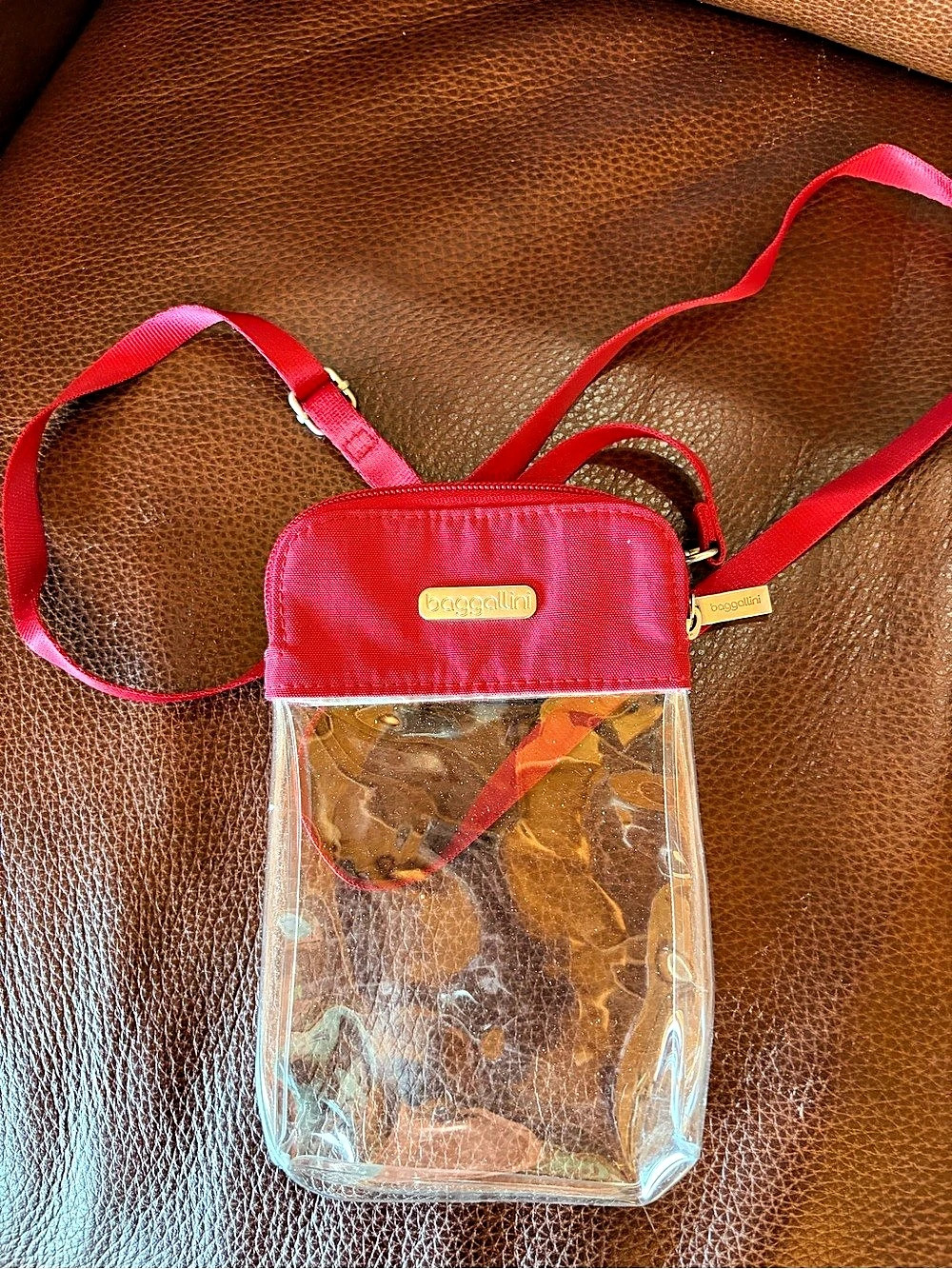 Baggallini Red & Clear Crossbody Bag Like New